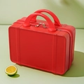 Mini red 14-inch hardshell vanity suitcase with dual handles and secure zip closure - 14" / Red