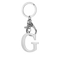 Minimalist silver stainless steel keychain featuring a polished capital letter G pendant - Letter G / Steel