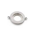 Colgante de marco circular plateado con circonitas y dos anillas de conexión laterales - 18mm / Estilo Redondo De Doble Anillo Color Acero (KLJ4071-Z)