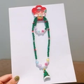 Christmas beaded jewelry set for girls with green beads and a small Xmas tree pendant - Christmas Tree Style 1