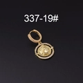 Gold plated portrait coin earring with cubic zirconia accents and vintage embossed design - Portrait Coin Style (337-19#)
