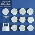 100g mooncake mold set with 10 interchangeable floral stamps for DIY pastry baking - Round 10 Patterns