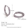 Silver 316L stainless steel hoop earrings with AAA cubic zirconia in a variant view - 14mm / Silver