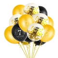 Golden and black 7th birthday party balloon set with Happy Birthday confetti balloons - 7 Years Old
