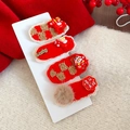 Détails de pinces à cheveux rouges en peluche avec motifs dragon et breloques de chance - 6# Pince à Bec-Rouge-Joie du Ciel