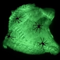 Ragnatela luminosa di Halloween con 4 ragni per decorazioni spettrali che brillano al buio - 40g Cotone di Ragno Luminoso + 4 Piccoli Ragni
