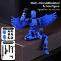 Blue 3D printed action figure with wings and multi-joint mobility including weapon kit - Large Blue Black With 5 Weapons 3 Hands 1 Wing