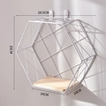 Nordic white hexagonal wall shelf with wood base and mounting hooks 28.5cm - Large / White
