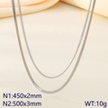 Collana a doppio strato in acciaio inossidabile argento con catena a maglie e serpente - Argento (KN288932-Z)