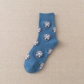 Blue cotton crew socks featuring cute cartoon dalmatian dog patterns for women - Blue (Dalmatian)