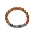 Solar system bracelet with eight planets natural stone beads on a clean white background - Saturn