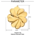 Parámetros detallados de tamaño del colgante de flor de acero de titanio dorado con medidas - YE543-Flor de Arte Moderno