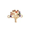 Golden Tree of Life jewelry connector with multi-color rhinestones and dual loops - Rhinestone Tree