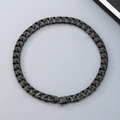 Street style black gunmetal Cuban link chain necklace with durable lobster clasp - Double Loop Buckle (13mm Width) / 45cm / Black