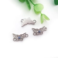 Silver butterfly bracelet connector with blue evil eye and sparkling rhinestones - Silver Butterfly Evil Eye Connector (18x9mm)