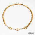 Collier en perles d'eau douce baroques et chaîne en acier inoxydable doré avec fermoir OT - Collier Doré (KDD910)