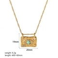 Gedetailleerde afmetingen van de gouden Evil Eye vierkante hanger ketting en gewicht - Blauwe Boze Oog Vierkante Hanger Ketting(TN3256-BL)