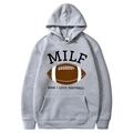 Gray American football hoodie in size M with 'Man I Love Football' print on white background - S / Tops / Gray (MILF Print)