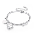 Silver stainless steel heart bracelet featuring Blind for Love engraving and curb chain - Steel Color (KB143459-K)