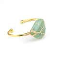 Bracciale rigido dorato fatto a mano con cristallo verde e albero della vita intrecciato - Avventurina Verde