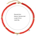 Collana di pietre naturali rosse e acciaio inossidabile con chiusura regolabile - Rosso