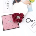 Solid burgundy satin scrunchie made of premium silk-like fabric for hair styling - 30#-Wine Red