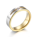 Bague en tungstène minimaliste avec rainure argentée et finition intérieure dorée - US 6 / Or & Argent (Hommes KR40148)