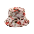 Dettaglio cappello a secchiello crema con stampa papaveri rossi e cuciture rinforzate - Taglia unica / Floreale con Papaveri Rossi (13)