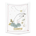 Detail of Scorpio zodiac tapestry with gold floral illustrations and astrology symbols - Scorpio