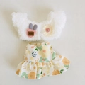Süßes 2-teiliges Puppen-Outfit mit weißem Plüsch-Top und Blumenrock für 17cm Puppen - Passend für 17cm Puppe / Plüschmantel + Grün Blumenrock / Grün und Weiß