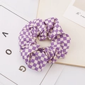 Chouchou à carreaux violets et blancs en coton doux pour des coiffures au style vintage - Violet Clair