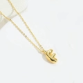 Balloon style letter F pendant necklace in 14K gold plated finish with cross chain - Letter F / Gold