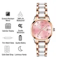 Montre femme bicolore or rose et argent avec cadran rose et affichage de date - Rose