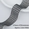 Nastro di strass nero a 6 file largo 2,3 cm per decorazioni natalizie e abbigliamento - 6 File (Circa 2,3 cm di Larghezza x 5 Yard) / Nero