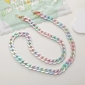 Bunte Acryl-Handykette zum Umhängen mit Pastell-Gliedern und goldenen Metallschnallen - Crossbody-Kette / Regenbogen
