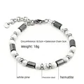 Bracelet en perles de turquoise blanche et hématite noire avec fermoir en acier inoxydable - Hématite Hexagone Turquoise Blanche 19cm