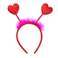 Red sequin heart headband with pink feathers and plush band for Valentine party - Red Small Sequin Heart + Rose Feather