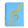 A4 Notenmappe in Hellblau mit einem goldenen Glitzer-Notenschlüssel-Symbol - 10 Seiten (20 Seiten) / Musiknoten-Stil / Blau