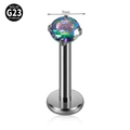 G23 titanium flat back stud with 3mm rainbow round zircon in four-prong setting - 1.2x8mm / Silver Base With 3mm Rainbow Zirconia