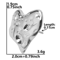 Macro detail of silver heart stud earrings with dimensions 1.9cm x 2.0cm and weight specs - Lava Crater Heart / Silver