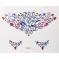 Face gem stickers with iridescent pink and red rhinestones in symmetric style, model FG322 - FG322 Iridescent Symmetrical Style