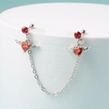 Silver angel wing earrings with red heart gems and fine chain drop pendants - Style 2-Winged Heart / Red
