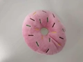 Pink plush donut dog toy with squeaky feature and embroidered colorful sprinkles - Pink Donut