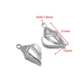 Silver stainless steel conch shell pendant for jewelry making 21x12mm dimensions - 12x21mm Smooth Conch Steel Color
