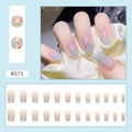 Detailed set of blue and red glitter press-on nails in style R573 with 24 pieces - R573 Blue Small Flower