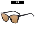 Women's cat-eye sunglasses in black and brown frame, model C4 shown from a 45-degree angle - Black Grey Frame Tea Lens