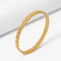 Minimalist gold textured bangle featuring a unique wrinkled pattern in stainless steel - Gold Textured Style (KA1225)