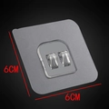 Strong adhesive 6cm square transparent double wall hook with waterproof plastic finish - 6x6cm Transparent Single Claw Hook