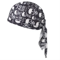 Breathable quick-dry skull print pirate headscarf with tie-back adjustment for sports - One Size / Black