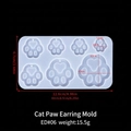 DIY translucent silicone cat paw earring mold with multiple sizes for jewelry making - Cat Claw Earring Mold ED#06